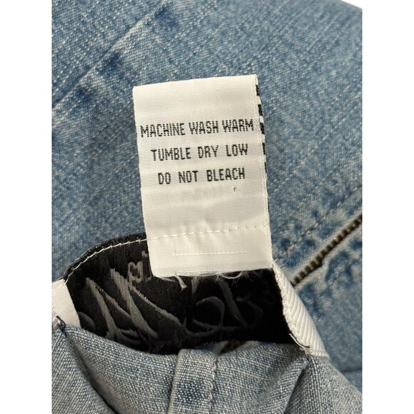 Wayne Rogers Denim Crochet Halter Dress Y2K Womens Size M - Picture 7 of 7